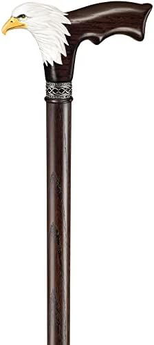 Asterom Hand-Painted Wooden Carved Walking Cane for Men - Bald Eagle - Unique Wood Cane Stylish Walking Stick