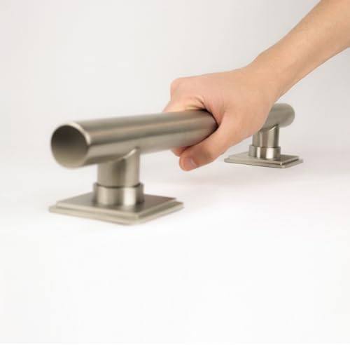 18-inch Coronado Designer Straight Bathroom Shower Grab Bar with Decorative Square Flanges, Satin