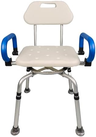 iLiving ILG-608 Waterproof Aluminium Shower Chair with Rotating Seat Backrest and Padded Armrests
