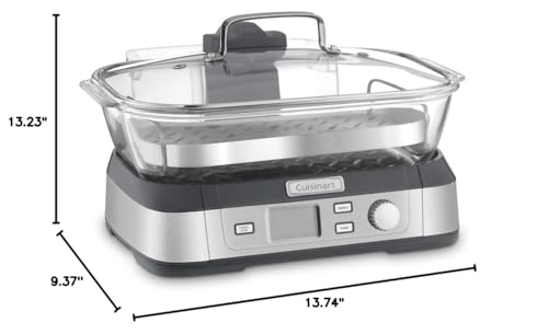 Cuisinart Cookfresh Digital Glass Food Steamer for Cooking, 5-Liter Vegetable Steamer with 5 Pre-Programmed Settings, Keep Warm Function, Audible Alert, Dishwasher-Safe Pot, STM-1000, Stainless Steel