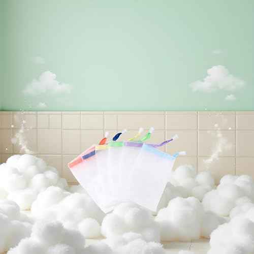 10 PCS Foaming Mesh Bags, Portable Soap Saver Hangable Net Soap Pouches, Nylon Drawstring Bags Shower Foaming Mesh Face Cleansing Tool Bath Soaps
