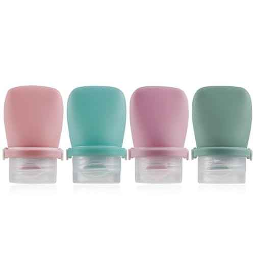 1oz Travel Bottles for Toiletries, Silicone Leak-Proof TSA Approved Travel Size Containers (4-Pack) - Reusable Refillable Bottles for Shampoo, Body Wash, Lotion