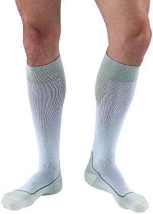 JOBST 7528902 Sport Compression Sock, Knee High, 15-20mmHg, White/Grey, Large
