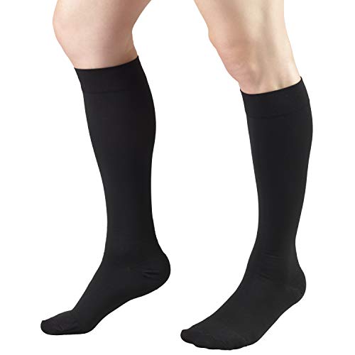 Truform 20-30 mmHg Medical Compression Stockings, Smooth Stretch Microfiber, Knee High, Closed Toe, Black, Small