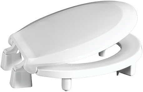 Centoco 3 inch Raised Toilet Seat for Seniors, Round, Closed Front With Cover, Plastic, Made in the USA, 3L440STS-001, White