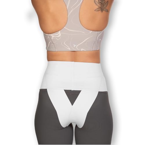 Patented Women’s Pelvic Floor Orthotic Support Belt ― Uterus Pain Relief Girdle for Dropped Bladder, Vulvar Varicosities, Postpartum Recovery, SPD | Low Waist - White (S)