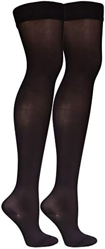 Truform Women's Compression Stockings, 20-30 mmHg, Thigh High Length, Closed Toe, Opaque, Black, Large
