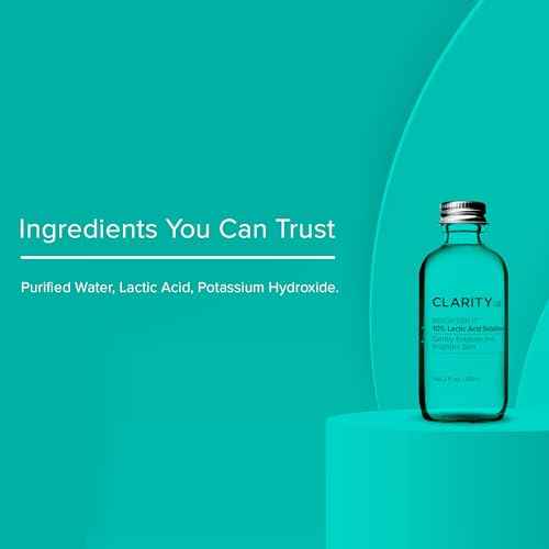 ClarityRx Brighten It 10% Lactic Acid Solution, Natural Plant-Based Exfoliating Face Treatment for Dark Spots, Discoloration & Uneven Skin (2 fl oz)