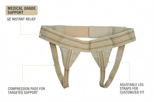 ORTONYX Inguinal Groin Hernia Truss Support Belt Guard Brace- Double Side Beige