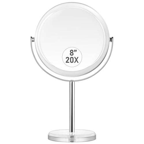 MIYADIVA 20X Magnifying Makeup Mirror,Double Sided 1X & 20X Magnifying Mirror with Stand,Tabletop Magnified Vanity Mirror with 360¡ÆRotation for Bathroom or Bedroom 7.8 Inch