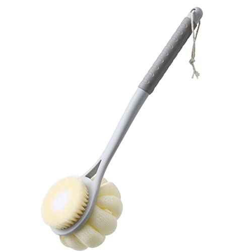 Shower Body Brush,Soft Bristles and Beautiful Pumpkin Loofah 14¡± Long Handle Back Scrubber Bath Mesh Sponge for Skin Exfoliating Bath,Massage Bristles Suitable for Wet or Dry,Men and Women (Grey)