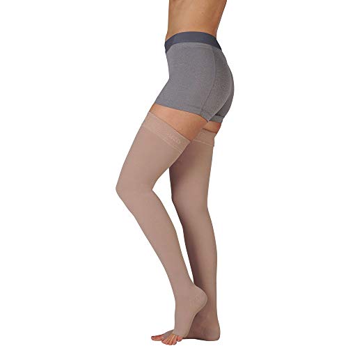Juzo Basic 4411ag 20-30mmhg Thigh-High Open Toe Compression Stocking,Black,1 (I) Regular