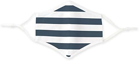 WEDDINGSTAR 3-Ply Adult Washable Cloth Face Mask Reusable and Adjustable with Filter Pocket - Navy Stripes