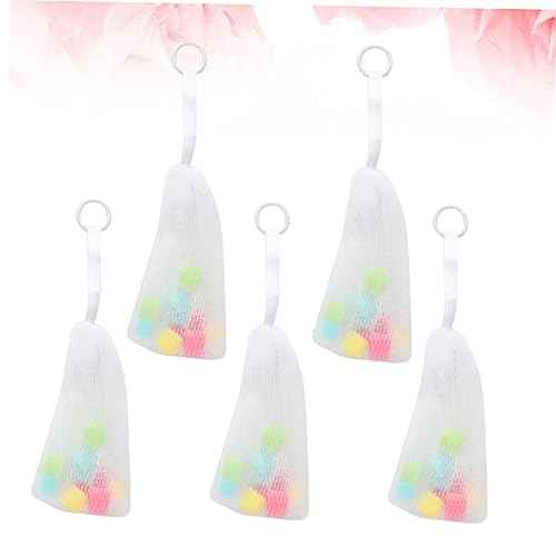 5pcs Foaming Net Bags for Cleansing Convenient Hanging Mesh Sponge Pouches for Soap and Cosmetic Bubbles for Bathing and Skin Care
