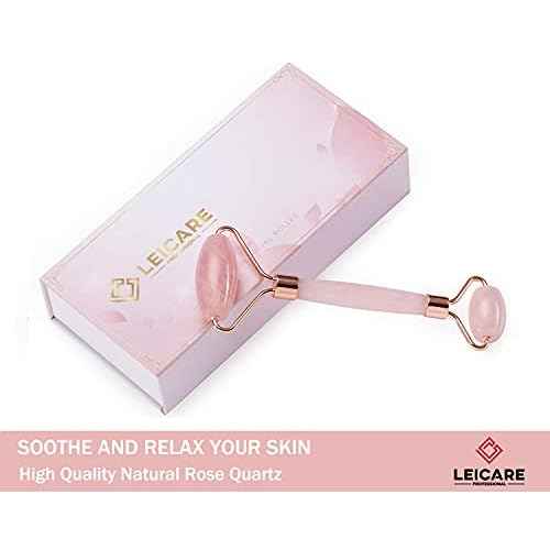 Jade Roller for Face - Rose Quartz Face Roller Skin Care - Stone Facial Roller, Face Massager for Women, Relieve Stress, Remove Wrinkles Eye Puffiness