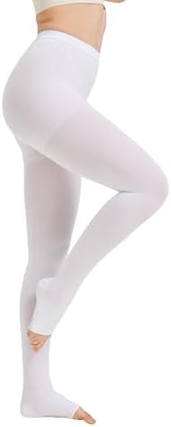 Extra Wide 4X-Large Opaque Compression Pantyhose for Women 20-30 mmHg - Graduated Compression Tights with Open Toe for Varicose Veins Circulation, Pregnancy, Edema, Leg Pain - White