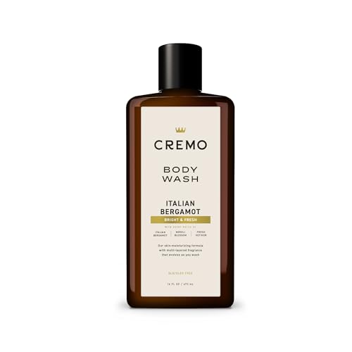 Cremo Body Wash Men, Notes of Italian Bergamot, Neroli Blossom, and Fresh Vetiver, Rich-Lathering Italian Bergamot, 16 Fl Oz