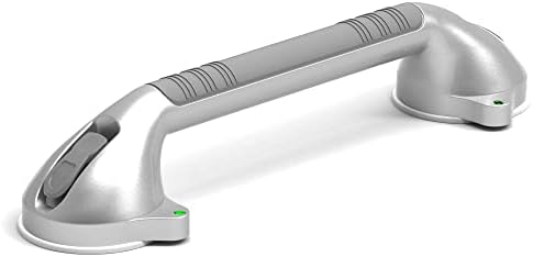 16.5inches Balance Assist Bathroom Shower Handle,Suction Bath Grab Bar with Indicators (Silver/Grey)