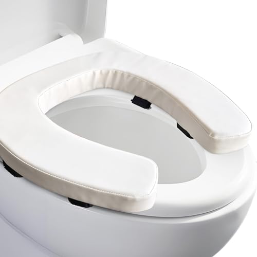 Soft Toilet Seat Cushion with 2-inch High-Density Foam Padded Toilet Cushion Toilet Seat Riser Waterproof PU Fabric-Suitable for Standard,Elongated Toilets(Beige)