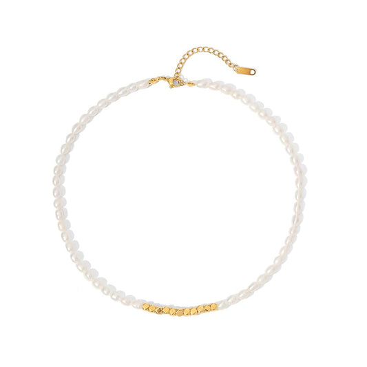 14K Gold Pearl Clavicle Necklace, Freshwater Pearl Beaded Necklace, Beautiful Women's Day, Birthday Gift for Wife,Girlfriend (style two, 14K)