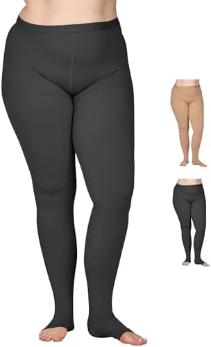 ABSOLUTE SUPPORT Extra Large Womens Compression Pantyhose 20-30mmHg with Open Toe - Plus Size Opaque Compression Tights for Women Swollen Veins, Venous Ulcers, Chronic Venous Insufficiency - 7X-Large