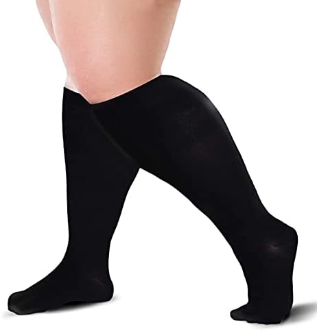 Compression Socks 20-30 mmHg for Women & Men - Knee High Compression Stockings, Wide Calf - Travel, Nurse, Running, Cycling, Athletic & Maternity - Black, 5X-Large