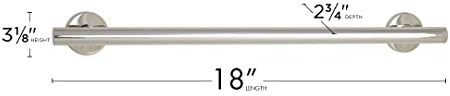 Seachrome 18-inch Coronado Designer Straight Bathroom Shower Grab Bar, Stainless Steel, Polished Chrome