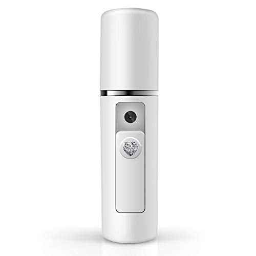 Nano Facial Mister Moisturizing Atomization Humidifier Cool Mist Facial Steamer Handy Mist Sprayer Moisturizing & Hydrating for Skin Care, Makeup, Eyelash Extensions (White)