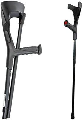 PEPE Mobility - Folding Crutches for Travel (x2 Unit, Open Cuff), Aluminum Adjustable, Black