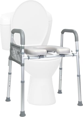 Raised Toilet Seat with Handles, Toilet Seat Risers for Seniors Width and Height Adjustable Raised Toilet Seat with Handles for Elderly