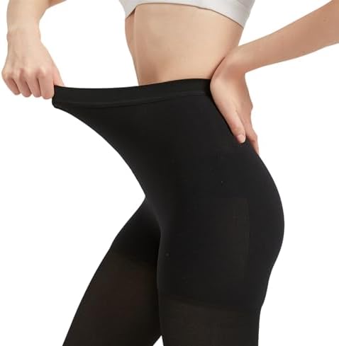 MGANG Medical Compression Pantyhose for Women & Men, 20-30mmHg Graduated Compression Support Tights, Open Toe, Opaque Waist High Compression Stockings for Edema, Varicose Veins, Flight, DVT, Black M