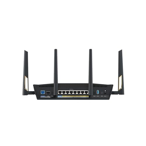 ASUS RT-BE88U Dual-Band WiFi 7 AiMesh Extendable Performance Router, 4K-QAM, MLO, Dual 10G Ports, SFP+, 4X 2.5G Ports, 4X 1G Ports, 34G WAN/LAN Capacity, Network Security, Built-in VPN
