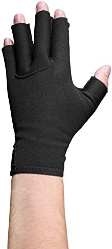 OTC Resting Splint Glove, 5 Finger Semi-Rigid Splints, Open Tips, Black, Left Hand, Medium