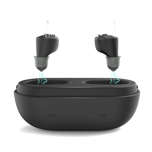 Not Amplifier True Hearing Aids for Seniors Hearing Loss with Noise Cancelling Invisible Rechargeable Hearing Aid with Magnetic Charging Box