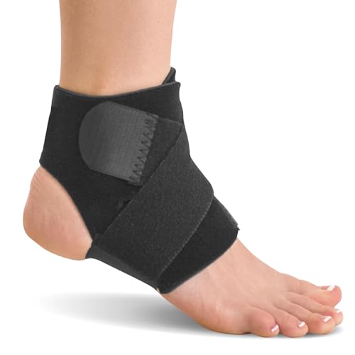 BraceAbility Neoprene Water-Resistant Ankle Brace | Compression Foot Wrap for Swimming, Running, Surfing, Diving, Exercise, Athletic Support & Protection, Sprains, Tendonitis and PTTD Pain (L/XL)