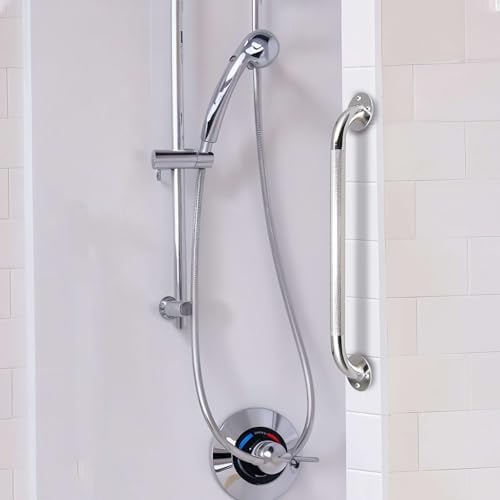 32 Inch Grab Bars for Bathtubs and Showers - Chrome Knurled Bathroom Safety Rail Handle - Non Slip Textured Grip Handicap Grab Bar for Seniors, 250 lbs Weight Support Capacity