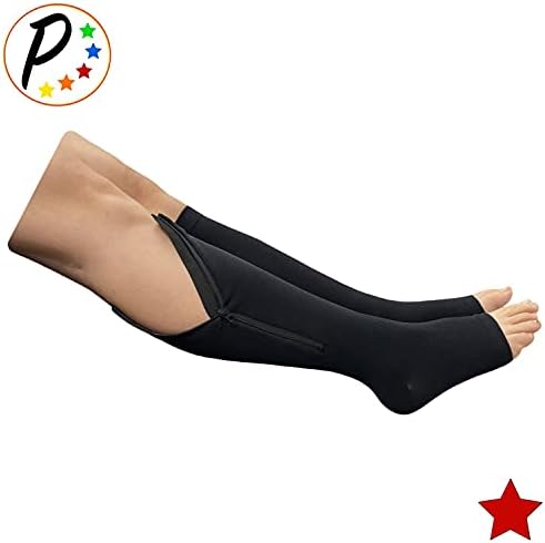 Original Open Toe 20-30 mmHg Firm Compression Circulation Zipper Socks (Black, 4X-Large)