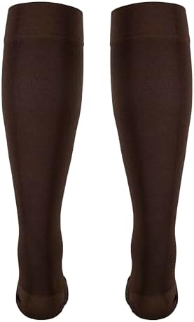 NuVein Medical Compression Stockings, 20-30 mmHg Support for Women & Men, Knee Length, Closed Toe, Brown, X-Large