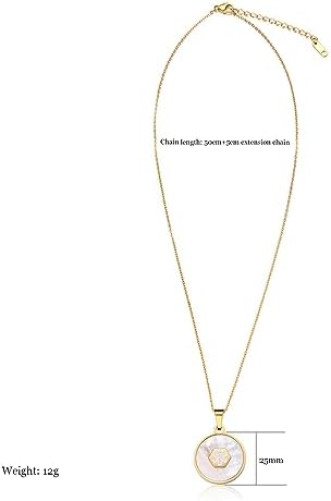 Medical Alert Necklace for Women Shell & Gold-Tone Stainless Steel Emergency ID Tag Pendant Necklace for Girls Custom Engraved Medical Alert Jewelry