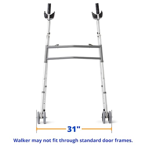 Medline Upright Walker with 5” Dual Wheels, Forearm Walker with Armrests, Height Adjustable, 300lb Weight Capacity