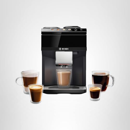 Bosch Fully Automatic Coffee and Espresso Machine - 9 Drinks, Barista Quality, Double Cup Super Coffee Maker - Programmable Machine, Large Bean Capacity - Easy Clean, Maintenance - Black - TPU40109