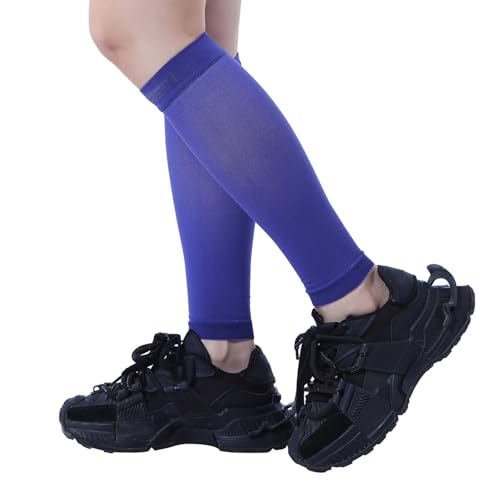 15-20mmHg 1 Pair Calf Compression Sleeve Men and Women Wide Calf Sleeve Brace Compression Socks for Leg Support, Shin Splint,Pain Relief (DARK BLUE, X-Large)