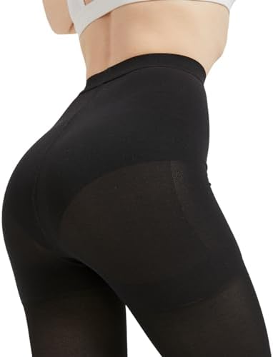 Extra Wide 4X-Large Opaque Compression Pantyhose for Women 20-30 mmHg - Graduated Compression Tights with Open Toe for Varicose Veins Circulation, Pregnancy, Edema, Leg Pain - Black