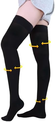Medical Compression Stockings for Women and Men, 20-30 mmHg Thigh High Compression Socks Women Closed Toe Graduated Compression Socks for Varicose Veins, Edema, DVT, Dot-Top(Black,M)