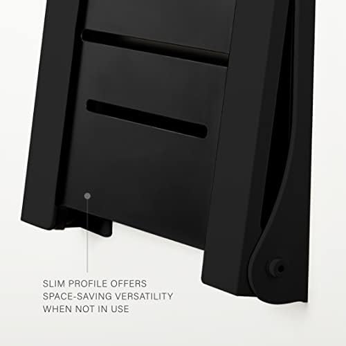 Seachrome SHAF-185155-PBS-S-MB High Back Silhouette Folding Wall Mount Shower Bench Seat with Matte Black Frame