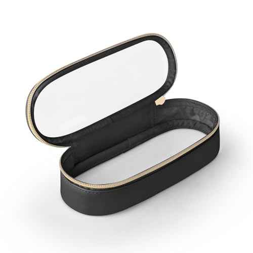 Clear Travel Makeup Brush Holder, Leather Makeup Brush Toiletry Bag, Portable Cosmetic Brush Case, Transparent Waterproof Makeup Brush Storage Bag, Black