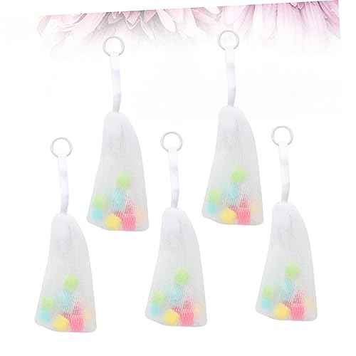 5pcs Foaming Net Bags for Cleansing Convenient Hanging Mesh Sponge Pouches for Soap and Cosmetic Bubbles for Bathing and Skin Care