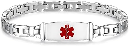 Fashion Lady Stainless steel Medical Alert id Bracelets with Free Engraving