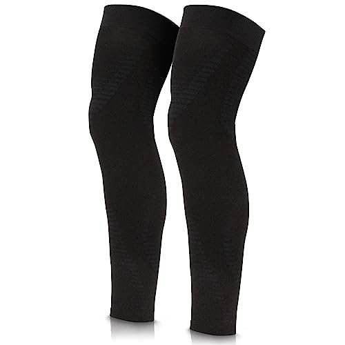 Vive Full Leg Compression Sleeves for Men & Women (Pair) - Knee, Calf, & Thigh Support Brace Wrap for Basketball, Football, Wrestling - Footless Long Running Accessories for Shin Splints (Medium)