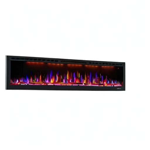 Dreamflame 74 inch Electric Fireplace, Smart Fireplace Insert recessed in Wall and Wall Mounted fire Place Heater with Metal Frame, Multicolor Flame & Realistic logs，Thermostat& Timer, 1500W, Black